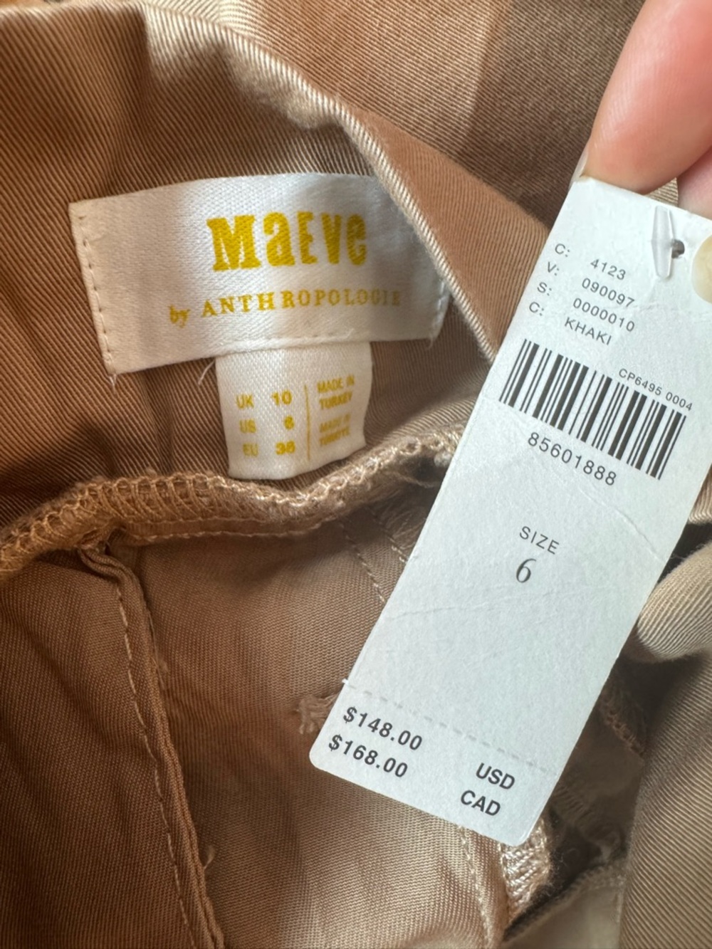 Anthropologie Maeve Tan Wide-Leg culotte Crop Belted work Pants high waist Sz 6 - Picture 11 of 13
